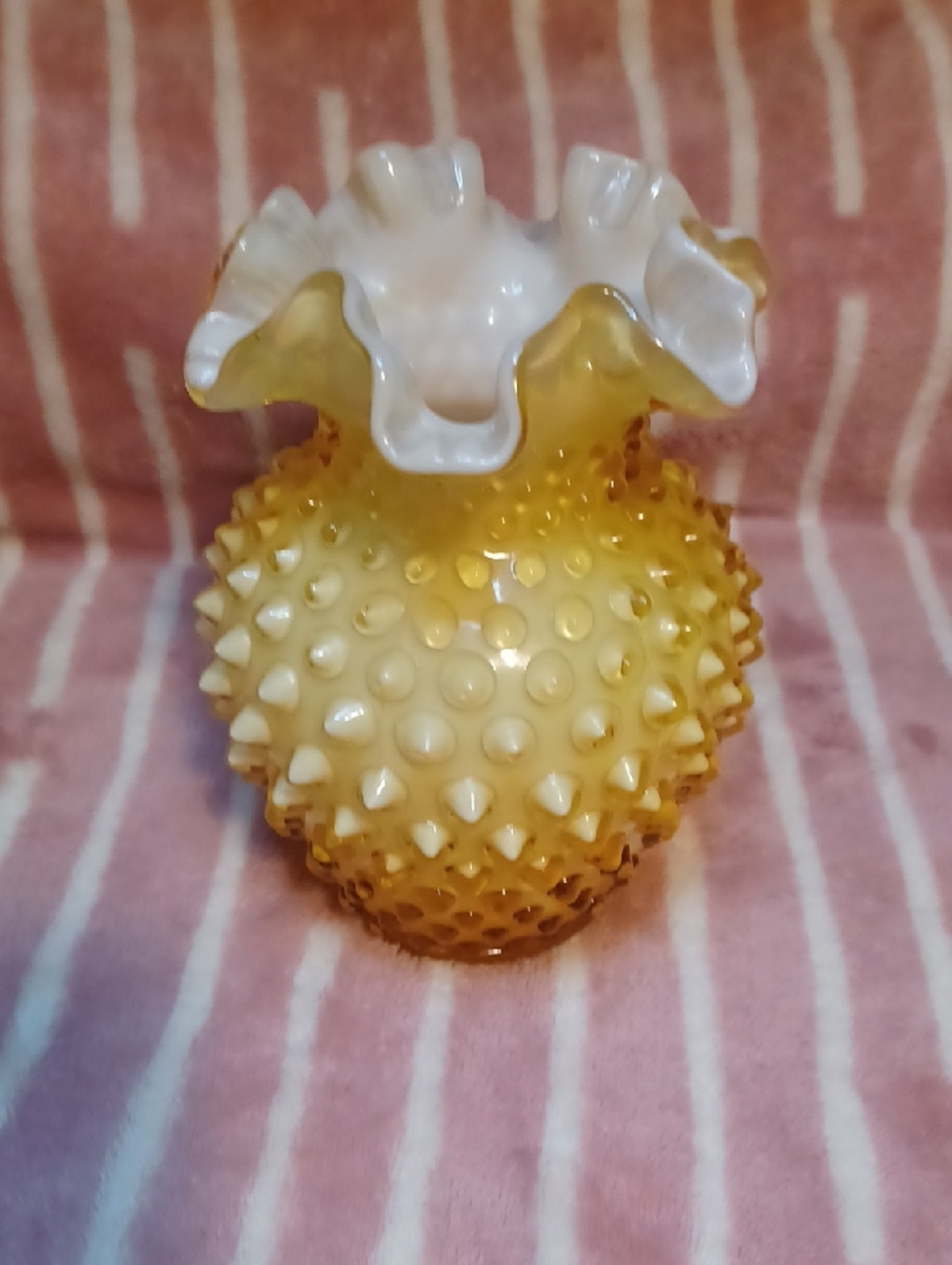 Fenton Honey Amber Hobnail Vase O